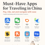 Must-have apps for traveling in China including Alipay, WeChat, DiDi, Amap, Dianping, 12306 and Trip.com