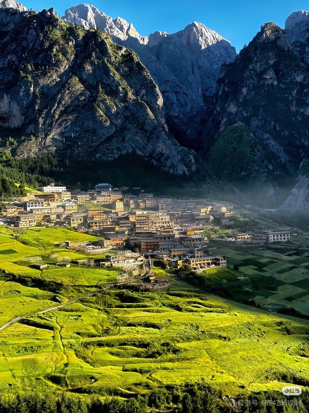 Grasslands, mountains and Tibetan villages in Gannan, Gansu, China