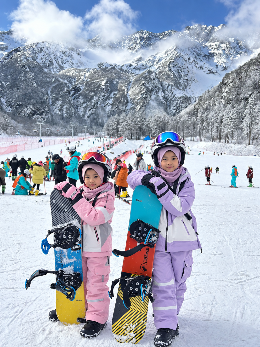 Muslim traveler wearing winter clothes for a Chengdu Sichuan snow trip